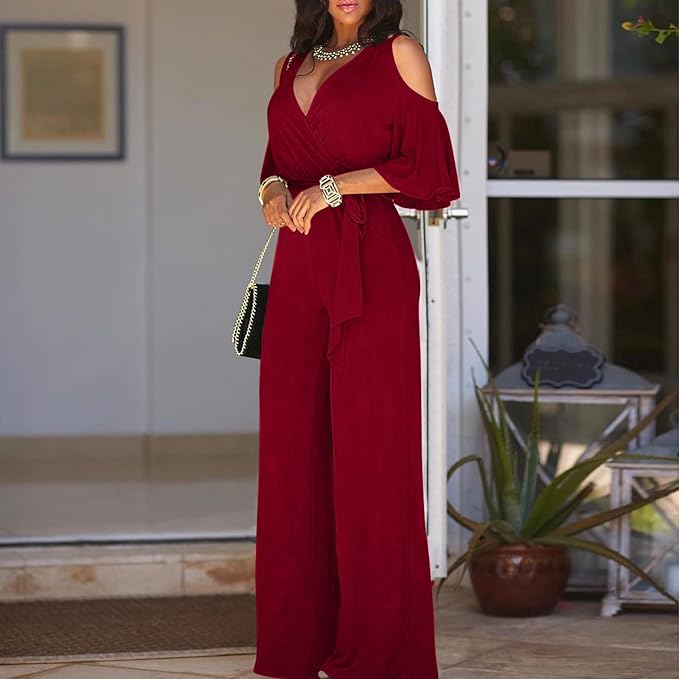 Offthe Shoulder Romper for Women Dressy Evening Cocktail Party Wedding Guest Plus Size Cold Shoulder Jumpsuits