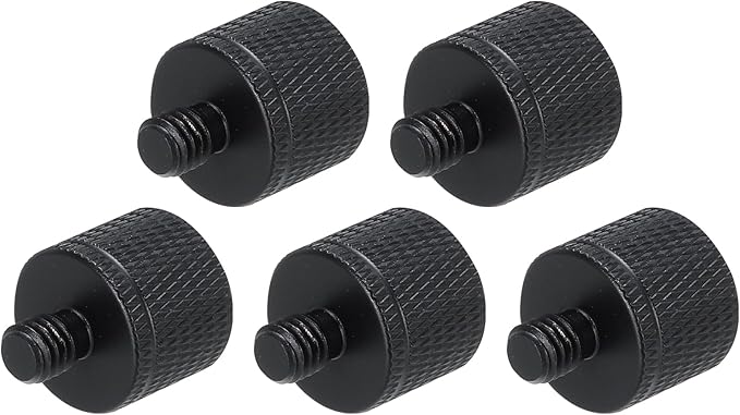 MECCANIXITY 5Pcs Mic Stand Adapter 14 Female to M6 Male Thread Screw Adapter Aluminum Alloy for Microphone Tripod Stand Mount, Black