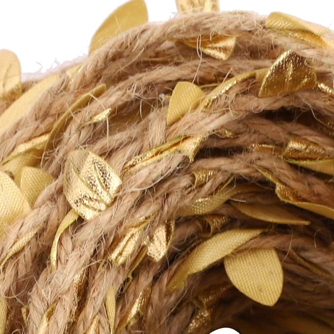 10m DIY Artificial Leaf Wine for Wedding Ceremony, Hemp Material, Gold Color, 32.8 DIY Feet for Garlands, Wall Gardens and Wedding Dresses (Gold)