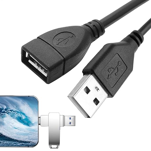USB Extender Cable USB 2.0 Extension Cord Male to Female - High-Speed Data Transfer Extension, Webcam, Smartphone, Keyboard, Printer, Hard Drive, and More Accessories