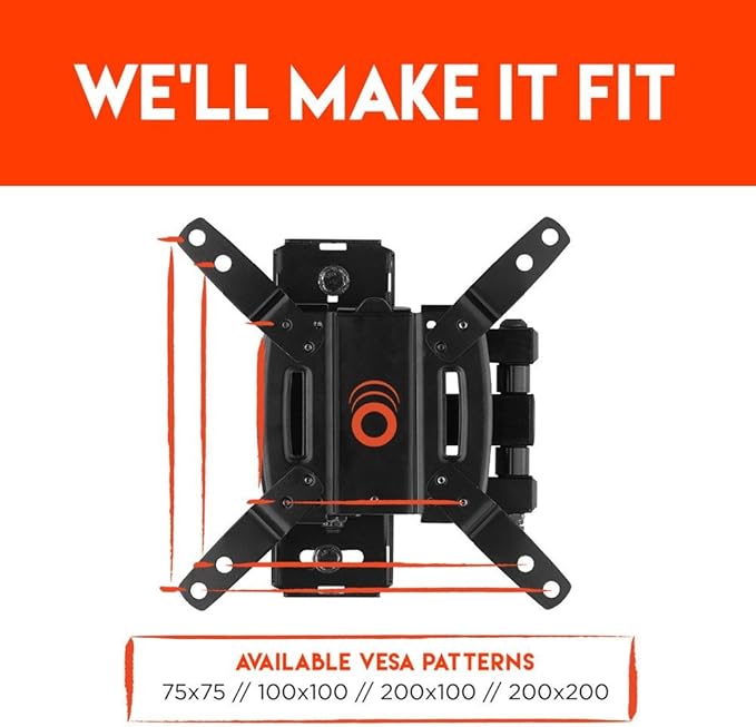 ECHOGEAR Full Motion Articulating TV Wall Mount Bracket for Most 15-39 inch TVs Computer Monitors Featuring 10.5" of Extension, 90o of Swivel, 16o of Tilt - EGSF1-BK
