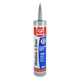 Red Devil 084650 Window Door Siliconized Acrylic Caulk, Gray, 10.1 oz, Pack of 1, Made in USA
