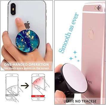 MOKKI 4 Pack Phone Grip,Cell Phone Holder for Smartphone,Finger Expanding Kickstand Stand - Pink Purple Rose Gold Marble
