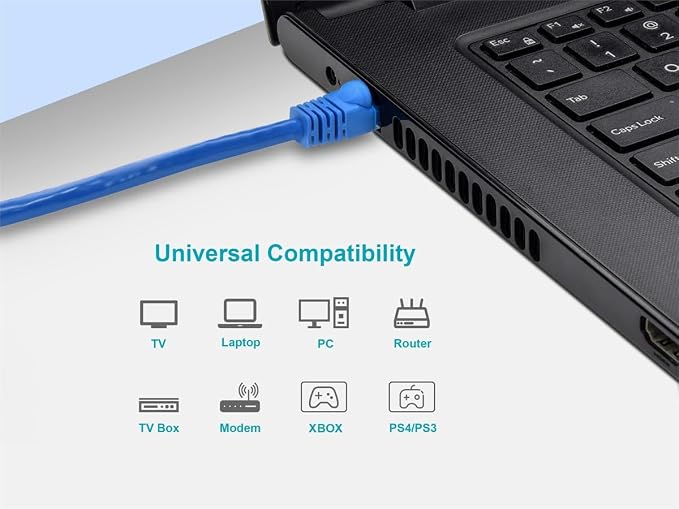 Monoprice 7FT 24AWG Cat5e 350MHz UTP Ethernet Bare Copper Network Cable - Blue