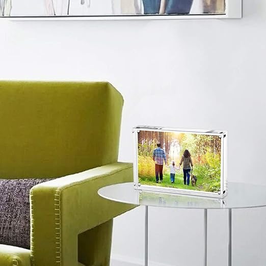 Boxalls 5x7 Inches Acrylic Picture Frame, Double Sided Clear Frameless Photo Frames with Magnetic Desktop Transparent
