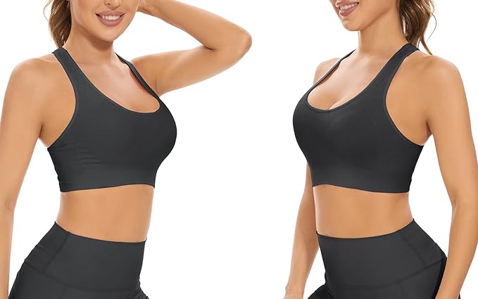 Lemef Sports Bras Racerback Yoga Bras Medium Support Workout Bras with Removable Pads for Wome