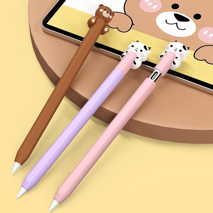 NIUTRENDZ Cute Cow Silicone Case for Apple Pencil USB-C Case Ultra Thin Protective Cover Anti-Slip Sleeve Apple Pencil (USB-C) Accessories (Pink, Apple Pencil (USB-C))