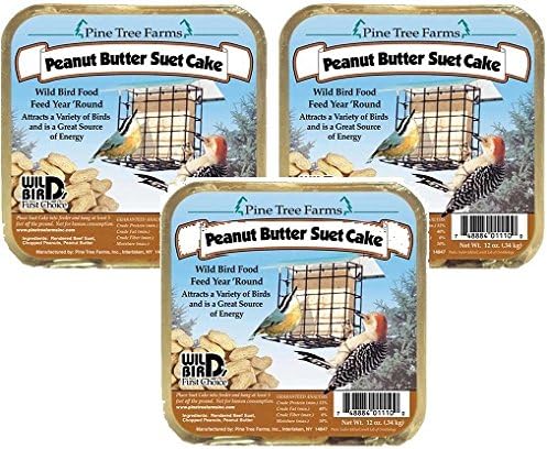 Pine Tree Farm Peanut Butter Wild Bird Suet Cake, 12 Oz (Pack of 3)