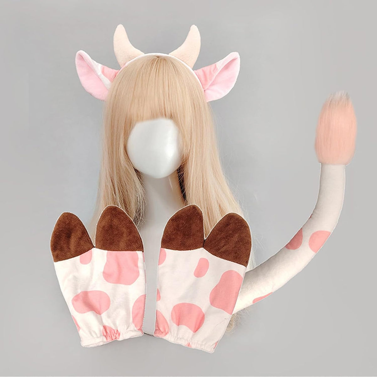 1Pc Cow Fancy Costume Set: Ears Headband for Adults Animal Cosplay Props Tail Gloves Ears Headband