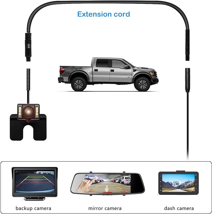 YQMAJIM 4 Pin 6.5 Ft Dash Cam Rear View Backup Camera Reverse Car Recorder Cable Extension Cord (4 pin 6.5ft)