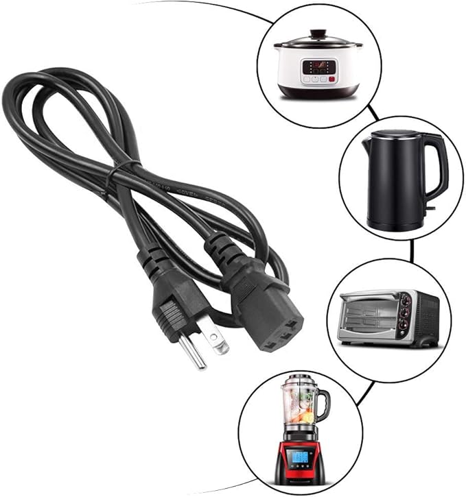 Mity rain Universal Power Cord for Instant Pot Electric Pressure Cookers,Computer Monitor, Rice Cookers,Coffee Pot, Microwaves, Soy Milk Makers and Other Kitchen Appliances Replacement Cable (4 FT)