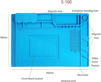 welding work mats 45x30cm S-160 Silicone Heat Insulation Working Pad Desk Mat Platform for BGA Soldering Repair Station with Magnetic