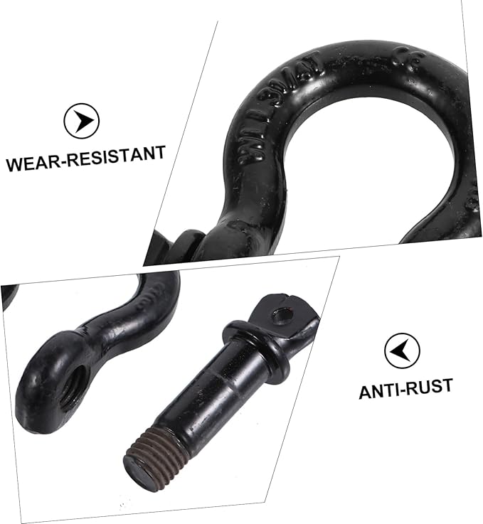 58-inch heavy duty stainless steel D-ring shackles, D-ring shackles, black vehicle hitch recovery shackle