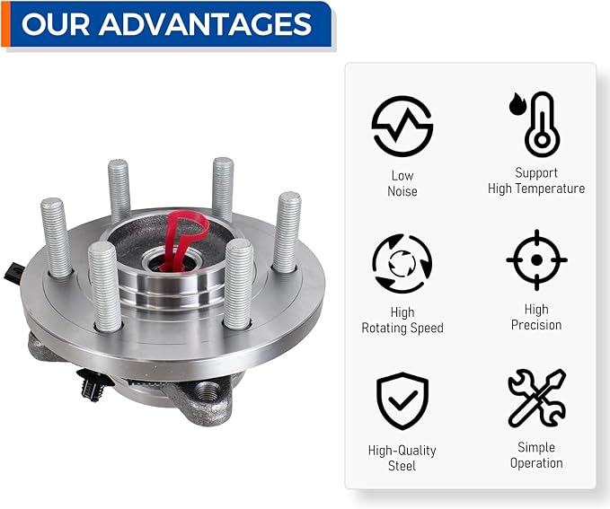 PAROD Front 515169 4WD Wheel Hub and Bearing Assembly Compatible with 2015 2016 2017 Ford F-150 6 Lugs wABS