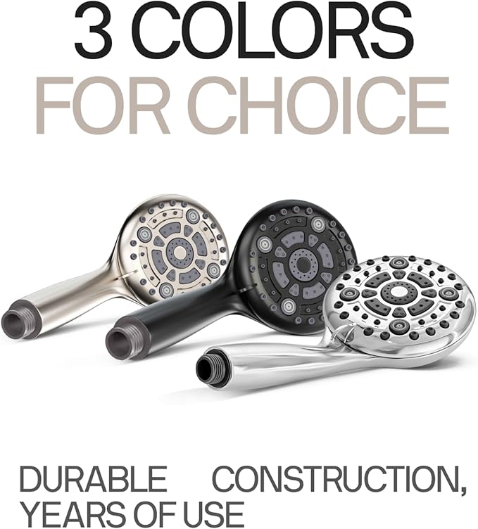 LOKBY High Pressure 6-Settings Shower Head with Handheld - 5'' Powerful Detachable Shower Head Set for low water pressure - 59'' Stainless Steel Hose - Tool-less 1-Min Installation - Black https://a.co/d/5SZ7hgo