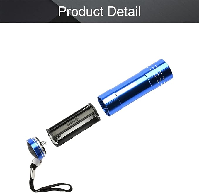 Othmro 1Pcs 9 LED Glow in Dark Flashlight Light, Blue Shell Purple Light, High Lumen Portable Outdoor Lamplight Torch Light Bright Portable Handy Lights for Camping Hiking Fishing Indoor