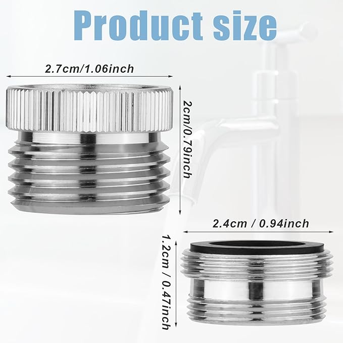 Faucet adapter with aerator, 34-inch garden hose to 12 sink faucet, polished chrome faucet adapter kit for garden hose