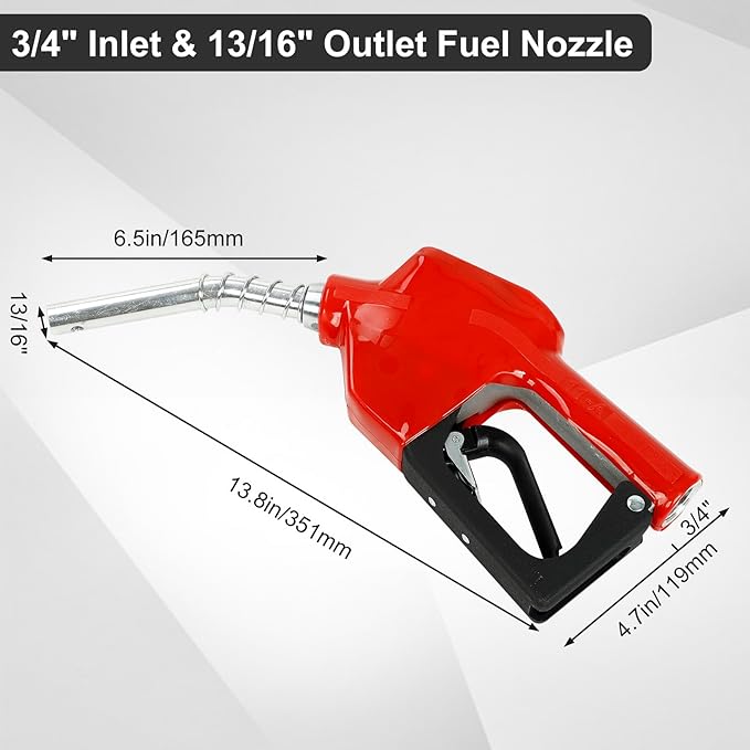 EASYBERG 34" NPT Auto Fuel Nozzle, Auto Shut Off Fuel Nozzle with 3-speed Padlock, Spout 1316" for Gasoline, Diesel, Biodiesel and Kerosene, Red