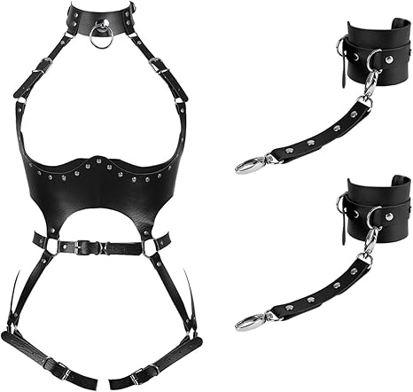 FOTN Women Punk PU Leather Body Waist Belt Bodysuit Bondage Body Harness Belt Sexy Lingerie Leg Garter BT1