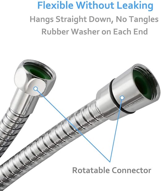 Extra Long Shower Head Hose 118", Angle Simple Stainless Steel Flexible Handheld Shower Hose, Shower Sprayer Hose No Tangles, Shower Hose Replacement 1/2" IPS, Shower Extension Hose Chrome