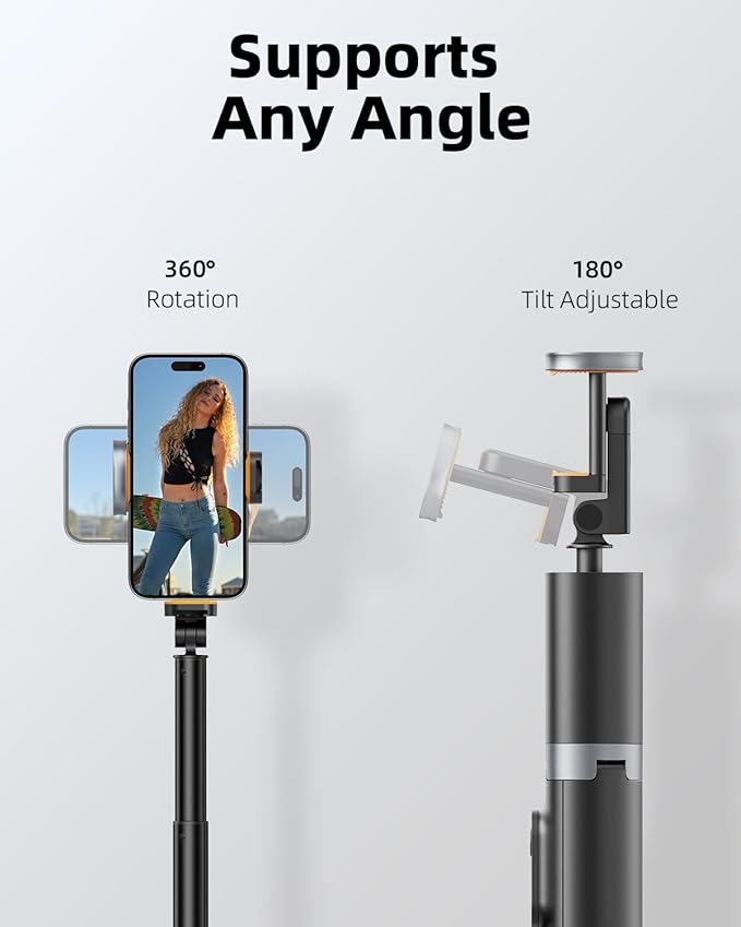 TODI 63" Cell Phone Selfie Stick Tripod, Portable Tripod for iPhone with Wireless Remote, Extendable Smartphone Stand, All-in-1, Compatible with iPhoneAndroid