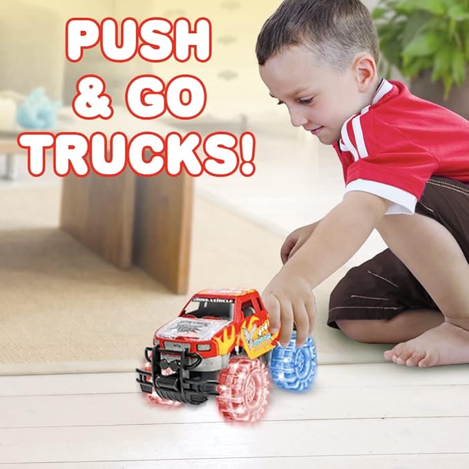ArtCreativity Light Up Red Monster Truck, 1 Piece, 8 Inch Monster Truck Toy with Flashing LED Tires Batteries, Push n Go Car Toys for Kids, Fun Gift for Boys Girls Ages 3 Up...