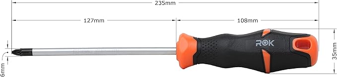 Pozi 2 Screwdriver, Chrome Shaft in Black with Orange Handle, ROKPOZI