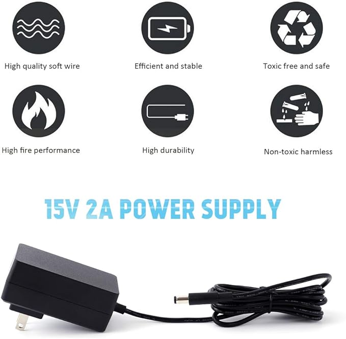 UL Listed Maxson 15V 2A Power Supply Charger (Input AC 100V-240V, Output DC 15 Volt 2 Amp 30 Watt) Adapter Switching Transformer Converter DC 5.5mm x 2.1mm 5.5mm x 2.5mm Universal
