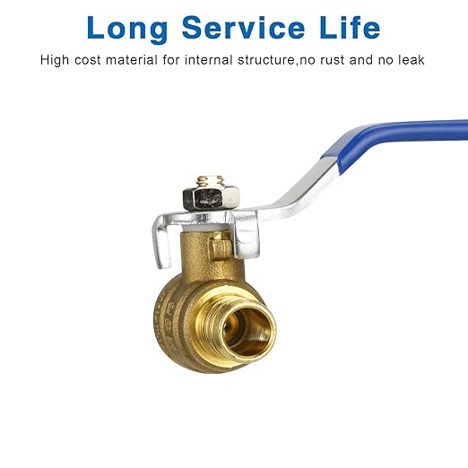 12 Pex Ball Valve Brass Shut Off Fitting 2 Pack Water Barb Tubing Drain with Handle