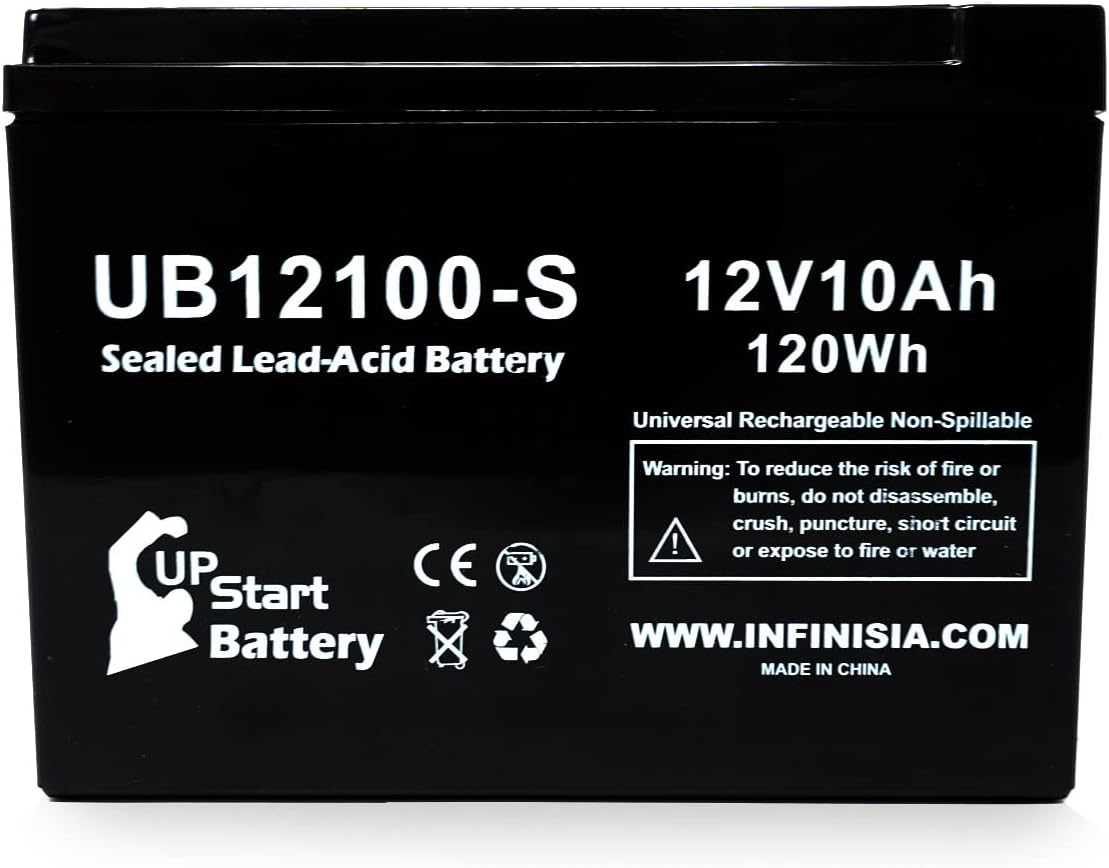 Replacement for Neuton Mowers CE6 Battery - Replacement UB12100-S Universal Sealed Lead Acid Battery (12V, 10Ah, 10000mAh, F2 Terminal, AGM, SLA)