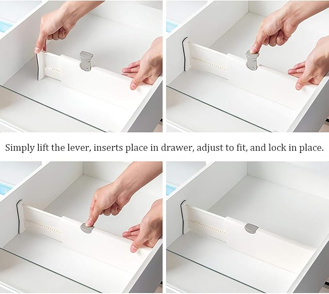 Kingrol 4 Pack 11-17 Inch Expandable Drawer Organizers Dividers with Nonslip Ends, Household Separators for Kitchen Utensils Dressers Clothes Craft Office Supplies