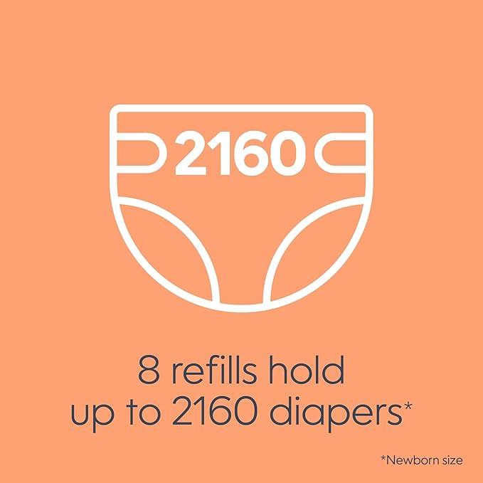 Diaper Genie Bags Refills 270 (Pack of 8) Clean Laundry Scent Diaper Pail Refills with Max Odor Lock Holds up to 2160 Newborn Diapers