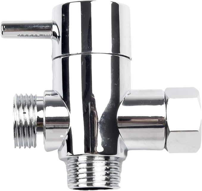 Bidet T Valve, 3 Way T-adapter Bath 12 Shower Head Mount Valve Diverter ABS Converter For Hand Shower And Fixed Shower Head, Replacement Component Adapter