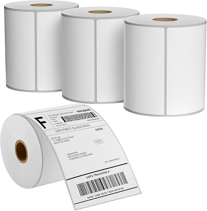 MaxGear 4" x 6" Direct Thermal Labels, 1000 Pcs/4 Rolls, Perforated White Shipping & Mailing Labels, Commercial Grade with Permanent Adhesive, Compatible with Most Thermal Printers