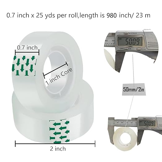 6 Rolls Transparent Tape Refills Rolls Each Rol 1 inch Corel 3/4 x 980 Inches,for School,Office, Home.