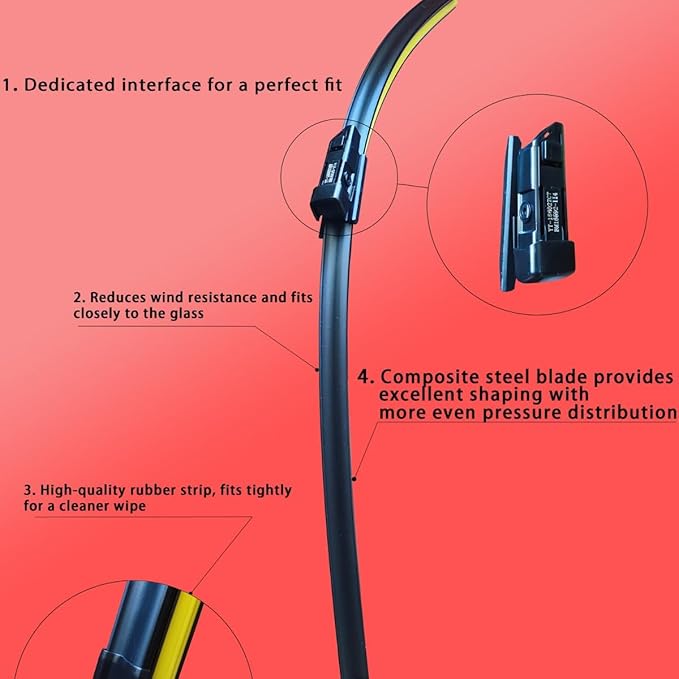 Pack of 2 Automotive Replacement Windshield Wiper Blades water-repellent coating by Coated Silicone Super Premium All-Weather Beam Blades for Model Y (TES-MODELY-2620)
