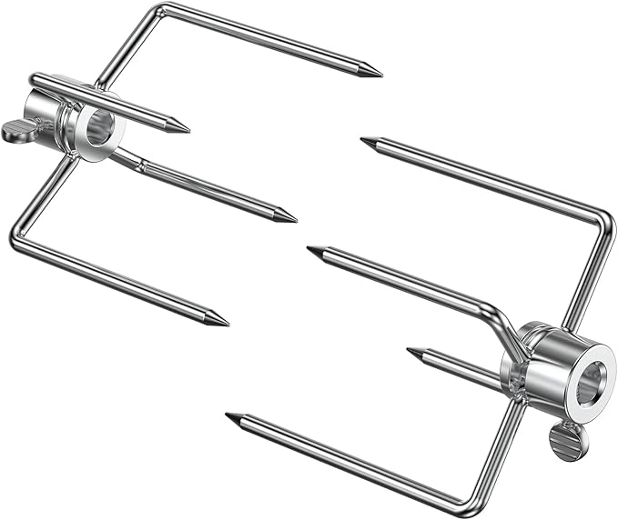 Onlyfire 6004 Grill Rotisserie Meat Forks(1-Pair)- Fits 516 Inch Square Spit Rods