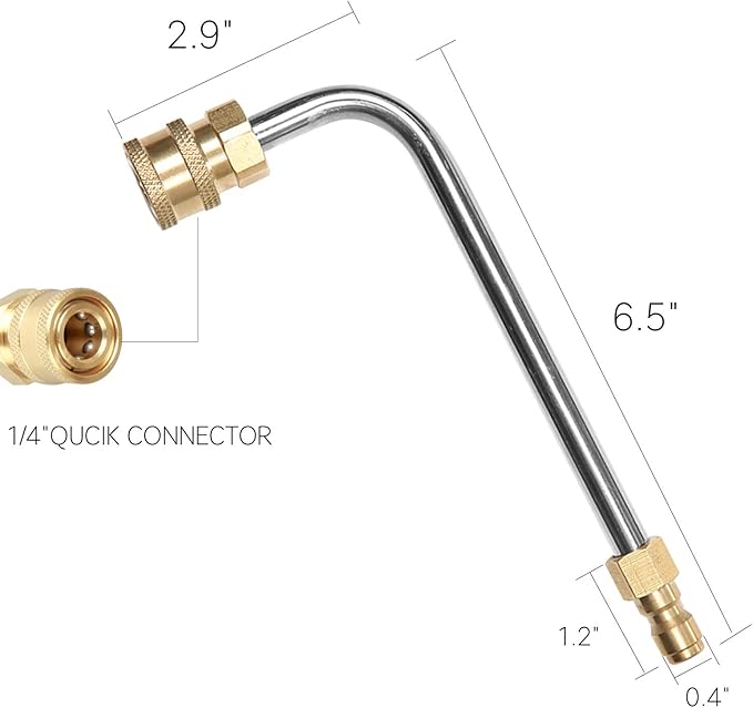 Sooprinse Washer Gutter Cleaner Attachment,Pressure Washer Gutter Rod for LanceWand 14 Inch Quick Connect,90 Degrees Curved Rod (7 inch)