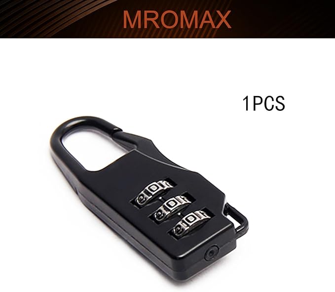 MroMax 3 Digit Combinations Padlock The Safe Cipher Lock Mini Zinc Alloy Resettable Code Lock, Black Locks (1 Pack)