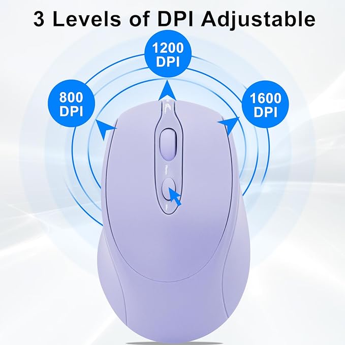 Bluetooth Mouse,Rechargeable Wireless Mouse for LaptopiPadMacBook ProAir, Silent Mouse Portable Slim for Surface ProPCLenovoSamsung Tablet (Purple)