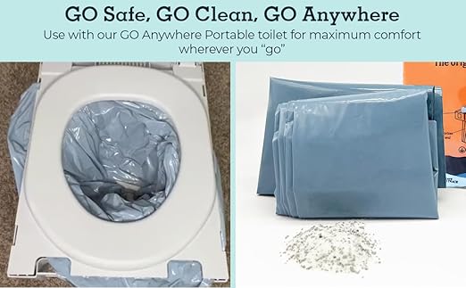 Cleanwaste Original WAG Bag Portable Toilet (5 Pack) - Go Anywhere Kit For Camping, Boating, Travel - NASA Gelling Powder for Poop/Pee