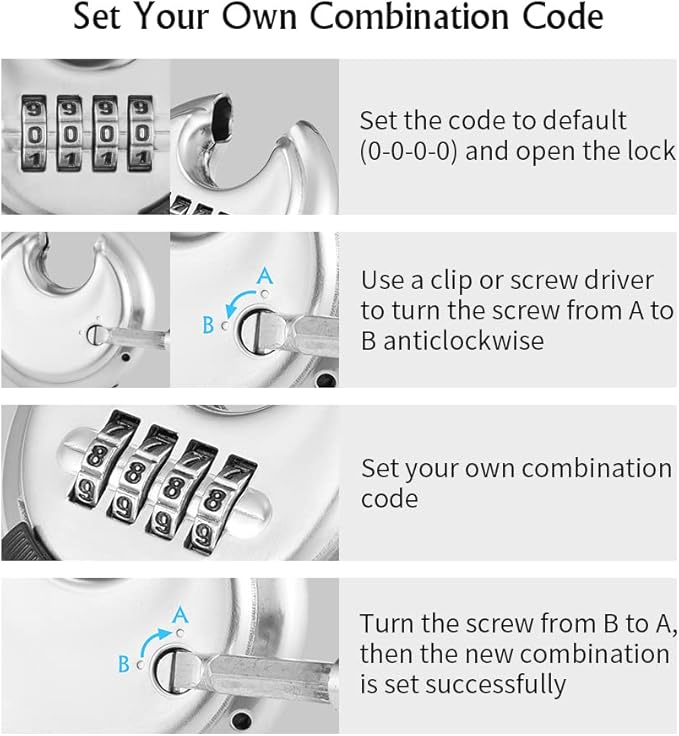 Combination Lock, CINCINNO Stainless Steel Discus Padlock Combination,Heavy Duty Disc Combo Lock for Storage Unit,Trailer,Garage,Shed (2 Pack)