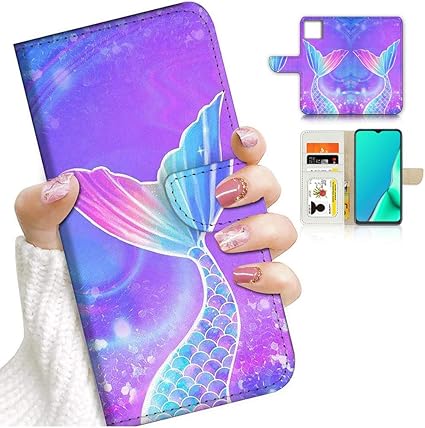 for iPhone 12, iPhone 12 Pro, Designed Flip Wallet Phone Case Cover, A24236 Fantasy Mermaid Tail 24236