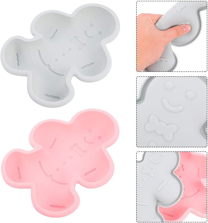 DOITOOL Silicone Cake Molds 2pcs Christmas Gingerbread Man Molds Christmas Silicone Mold Candy Molds Trays for Christmas Baking Gingerbread Cake Muffin Cookie Making Chocolates Silcone Molds