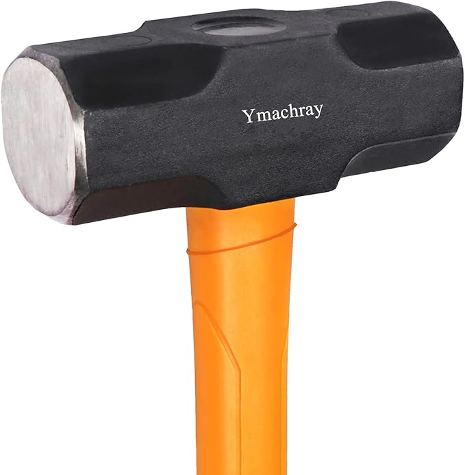 10 LB Sledge Hammer with Heavy Duty Construction, 35-Inch Fiberglass Handle, Overstrike Protection, Textured Grip