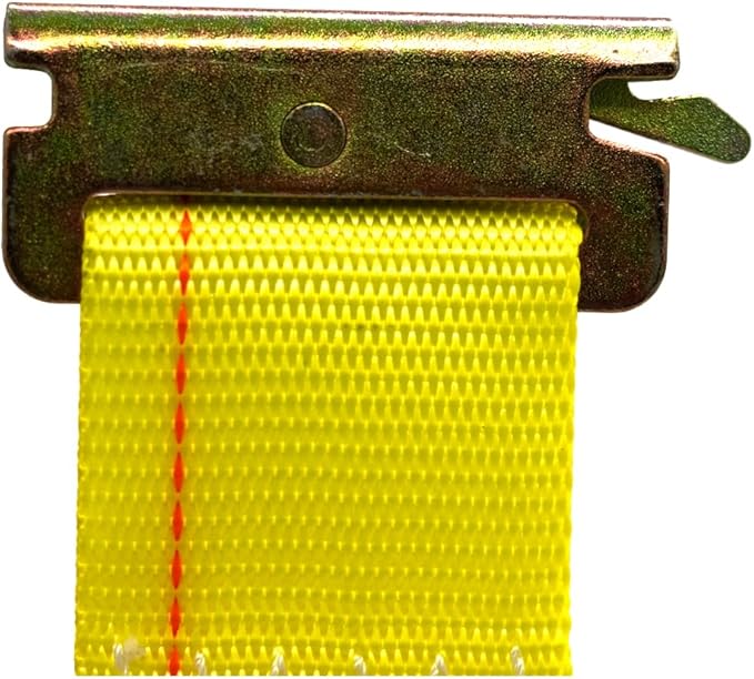 MROVI - E Track Logistic Strap 2" x 16', Logistic Cargo, Heavy Duty, E Track Hook, Yellow Cargo Strap - WLL 1,466 lbs x BS 4,400 lbs ((2) Two Pack)