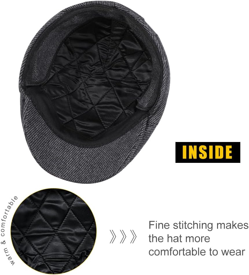 Sumolux Mens Newsboy Cap Winter Beret Hat Cabbie Flat Cap