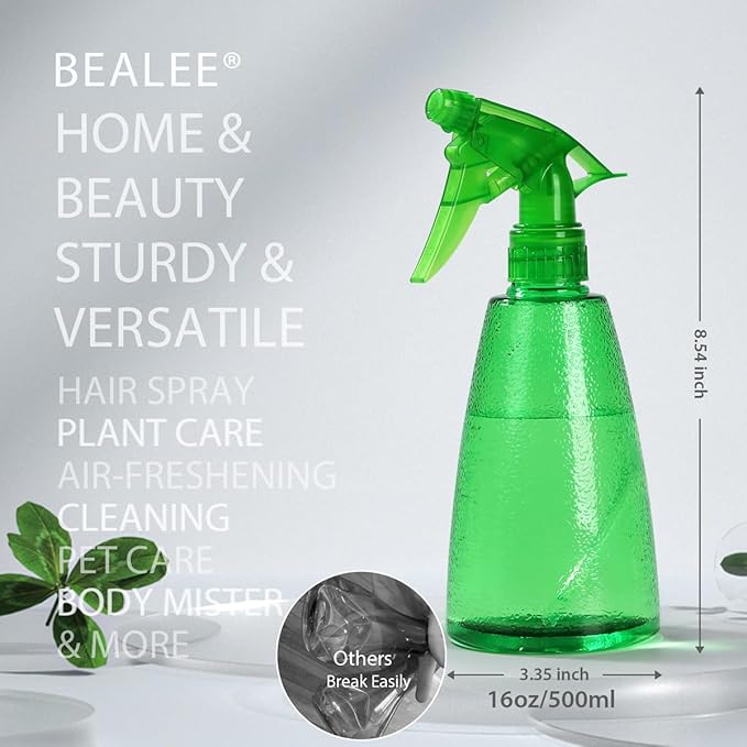 Spray Bottles 3-Pack, 16 Oz, Mist & Stream, Plastic Water Spray Bottle for Hair, Essential Oils, Plants, Cleaning Solutions, BBQ, Cat Dog Correction Behavior - Leak Proof - Empty Spray Bottles