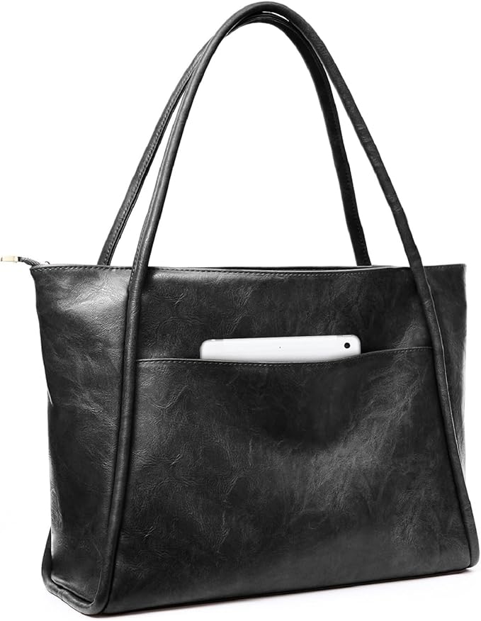 Large Tote Bag for Women Work with Zipper 16L Vegan Leather Ladies Travel Purses and Handbags