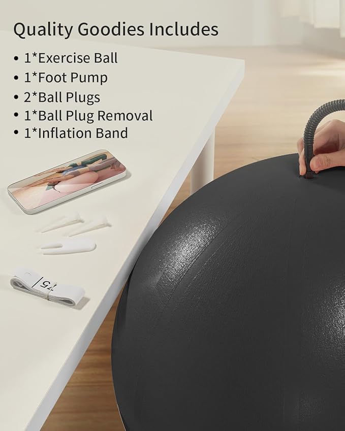YOTTOY Anti-Burst Exercise Ball for Working Out, Yoga Pregnancy, Extra Thick Workout Ball for Physical Therapy Fitness